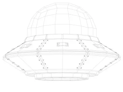 Low Poly Cartoon UFO Low-poly 3D model