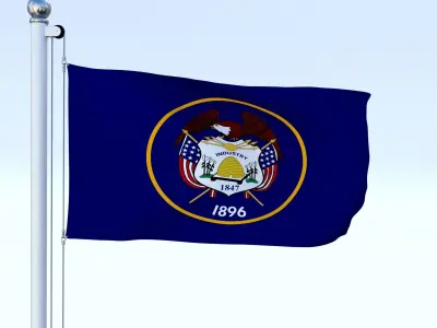 Animated Utah Flag Low-poly 3D model