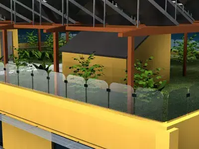 Ecological building cutaway 3D model