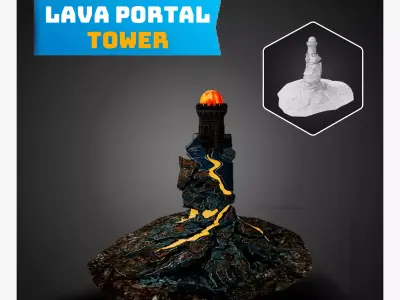 Lava Portal Tower Low-poly 3D model