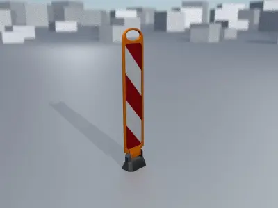 White and Red Road Traffic Barrier - Part 12 -  Low-poly 3D model