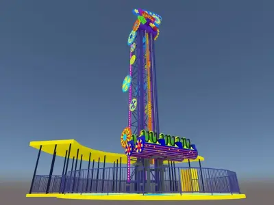 Jump Frog Tower Rides Low-poly 3D model