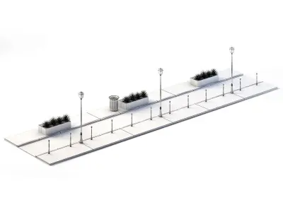 Path Set 6m x 24m Low-poly 3D model