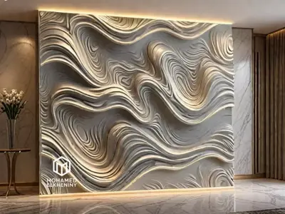 decor set wall panel relief mural CNC 14 3D print model