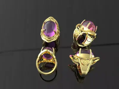 OVAL SHAPE RUBY RING 3D print model