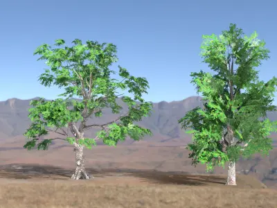 High Quality Trees for VR Low-poly 3D model