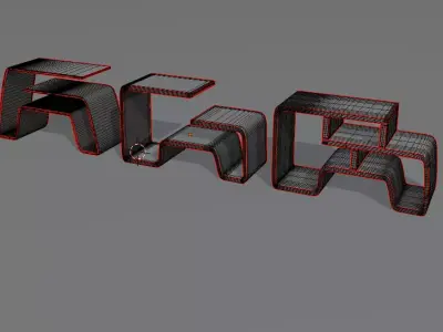 Modern Minimalist Curved Wood Coffee Table  Low-poly 3D model