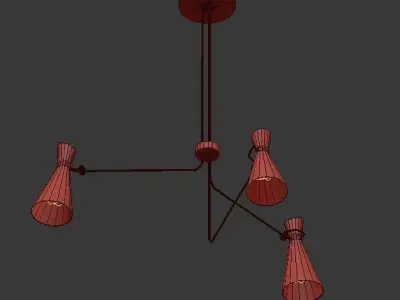 Simone pendant light with three lamps hanging from it 3D model