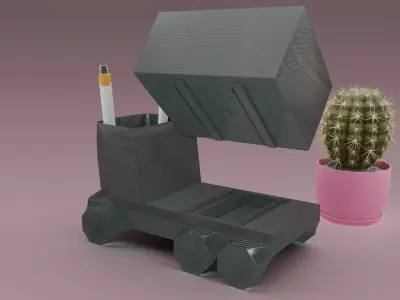 6 wheeler truck planter and pencil pot 3D print model