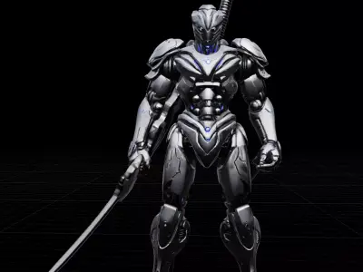 Onyx Vanguard  Futuristic Cyber Samurai Warrior Low-poly 3D model