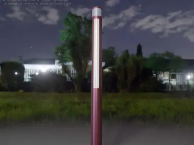 Dark Red Light-Column -23- Street-Light 9 Low-poly 3D model