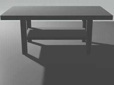 wooden table and carpet or rug 3D model