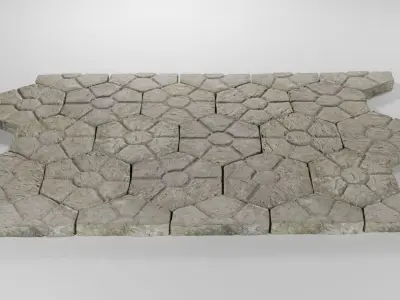 Stone tile pavement 3D model