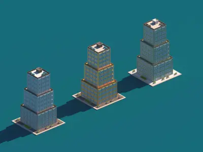 Cartoon Apartment Buildings Package Low-poly 3D model