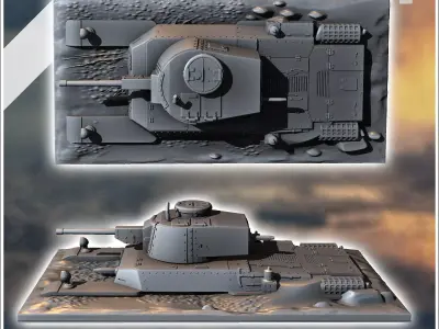 Japanese Type 97 Chi-Ha Kai semi-buried tank 5 - World War Two S 3D print model