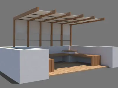 Pergola With Seating Sheltered Corner 3D model