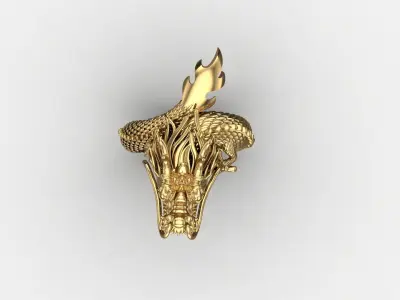 Dragon Ring Jewelry Light Gold 3D model
