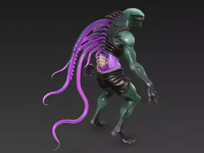 Tentacle Alien Monster 3D model 3D model