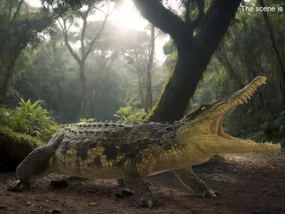  Crocodile with Open Mouth 