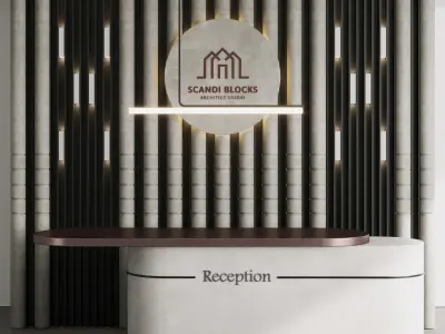 Reception Desk and Wall decor - office furniture 12 Low-poly 3D model