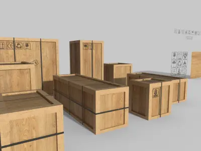 REALISTIC CARGO BOX PACK LOW POLY Low-poly 3D model