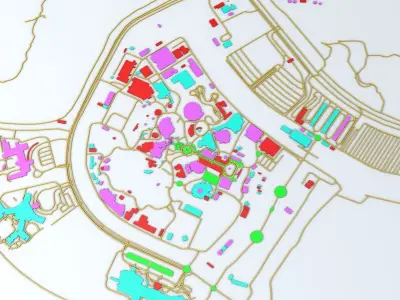 Disneyland Hong Kong Road Network Buildings and Streets 3D model