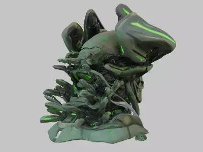Futuristic Neon Warlord 3D Model Low-poly 3D model