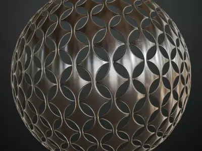 Decorative Quatrefoil Pattern Metal Grill PBR Seamless Texture