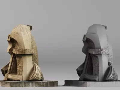 001702 Arkbutans Sails Shell Limestone Architectural Sculpture 3D print model