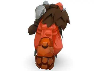 Red Giant Golem Troll Snowman Viking Warrior Iceman Low-poly 3D model
