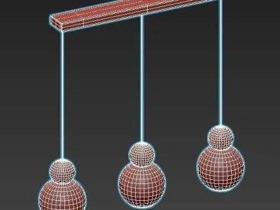 iledex-blossom-c4476-3l-cr three light pendant with glass glo... 3D model
