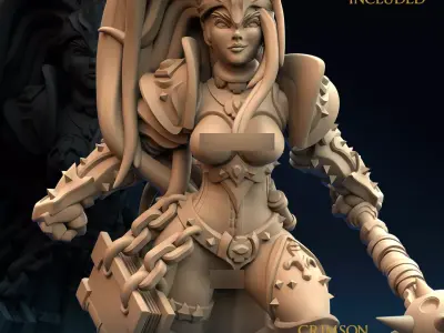 Armored Warrior Crimson Morning Star E Nude 3D print model