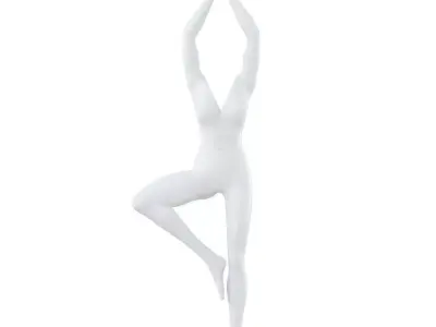 Female headless mannequin stands in yoga pose 71 3D model