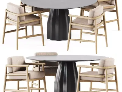 Burin Table D150 by Viccarbe and Armchair Teresina by Meridiani 3D model