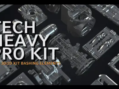Tech Heavy Pro Kit - 400 plus 2d and 3d Elements 3D model
