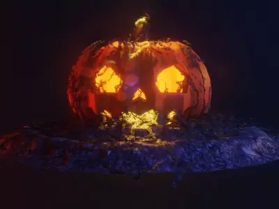 Halloween pumpkin with expressions Low-poly 3D model