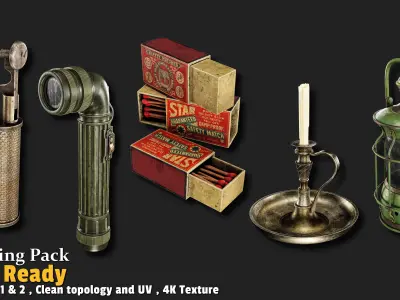 Lighting Props Game Ready VOL01 Low-poly 3D model