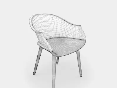 Round armchair and dining chair 3D model