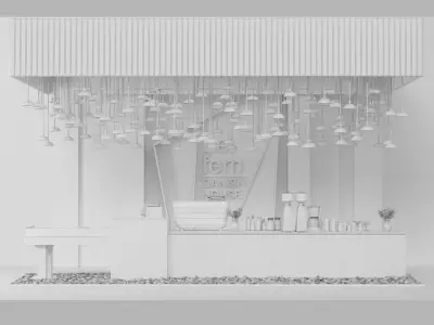 Design project of a coffee shop with a showcase of desserts 3D model