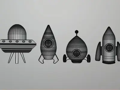 Spaceship pack  Low-poly 3D model