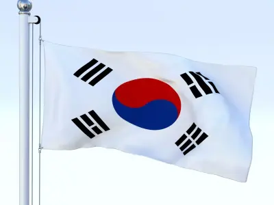 Animated South Korea Flag Low-poly 3D model