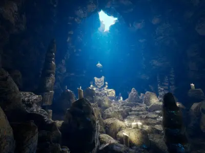 Ancient Modular Fantasy Cave - UE4 Low-poly 3D model