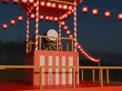 Tower of japanese summer festival 3D model