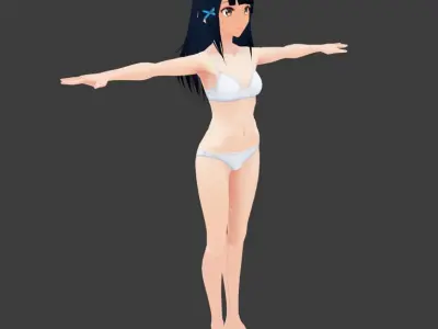 SciFi 3d anime girl character c9 Low-poly 3D model