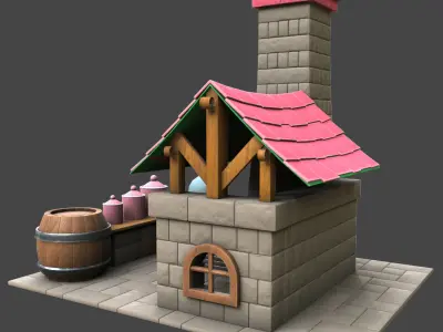 house baker low poly 3d model Low-poly 3D model
