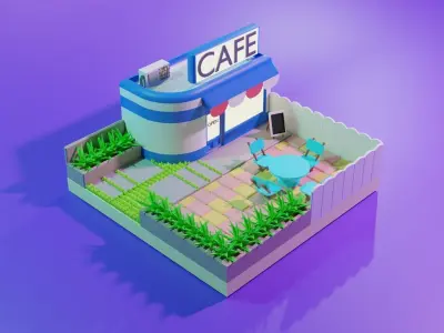 Lowpoly Cafe 3D model