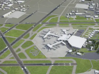 Milwaukee - Mitchell International Airport - MKE Low-poly 3D model