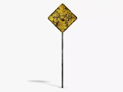 Damaged Bike Sign Low-poly 3D model