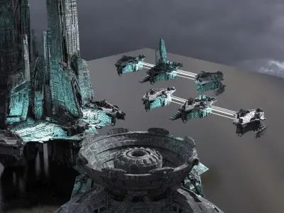 Sci-fi Mega Dome City 3D model