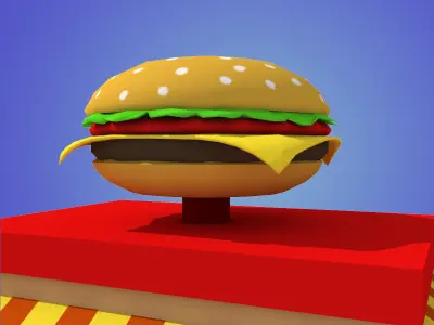 cartoon burger house building low poly Low-poly 3D model